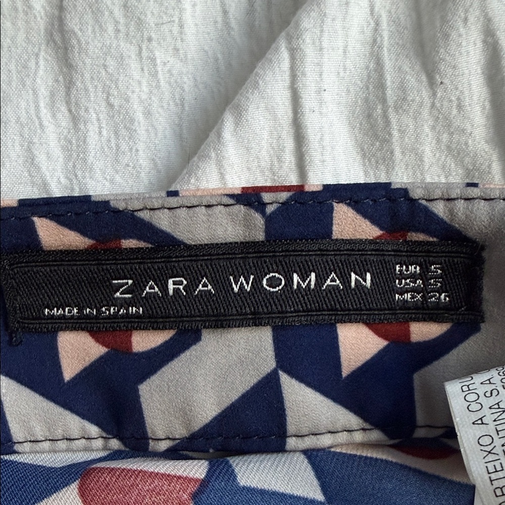 Zara Geometric Blue Patterned Women's Midi Skirt - Picture 4 of 4
